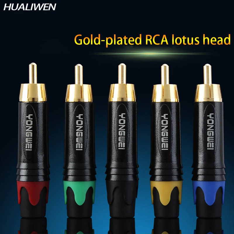 

2 RCA Connectors, High-quality RCA Male Connectors, Gold-plated Audio Adapters, Five-color Pigtail Speaker Plugs, For 7MM Cables