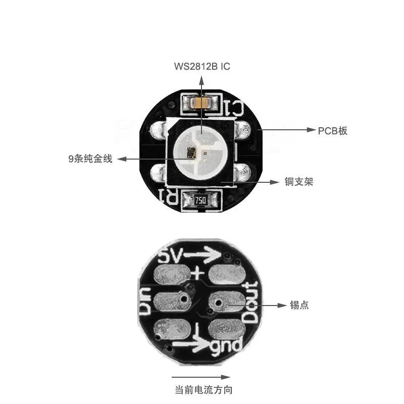 10~200PCS WS2812B WS2812 4-Pin Led Chip Strip&Heatsink DC5V 5050SMD RGB WS2811 IC Built-in