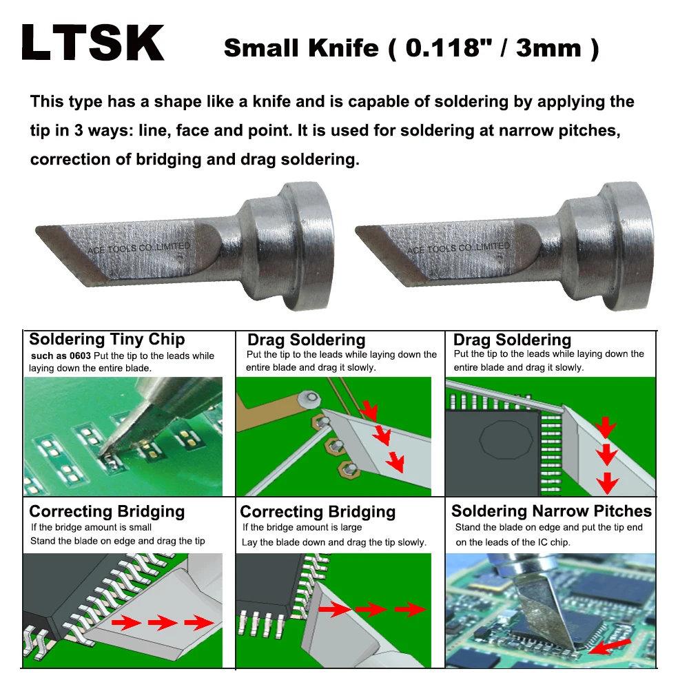LTSK มีดขนาดเล็ก3Mm หัวแร้งสำหรับ WELLER WP80 WSP80 WSFP8 WD1000 WD2000 WSD81 WS81 WSF81D8 WS81D5จับเหล็กเชื่อมบิต