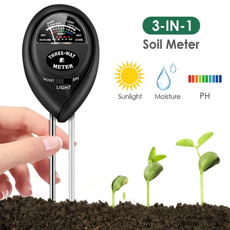 Soil Test Soil Tester Moisture Light pH Meter, Plant Vegetables Garden Lawn, In Stock