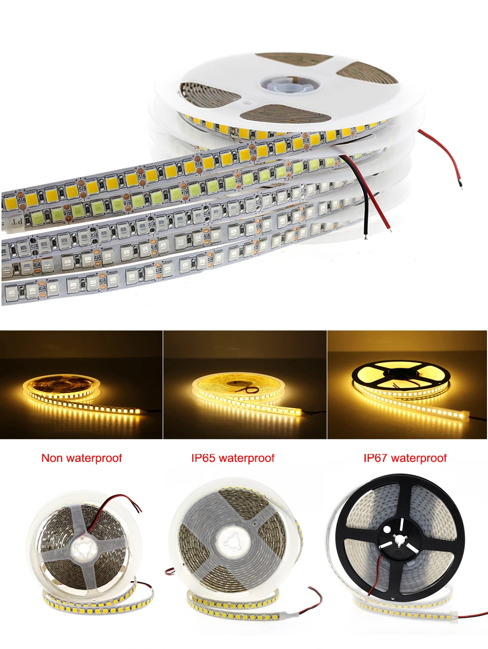 LED Strip light 5054 DC 12V 24V PC 5M 120Led/m Flexible Led Light Strip lights 12 24 V Volt Diode Ledstrip Waterproof White Warm