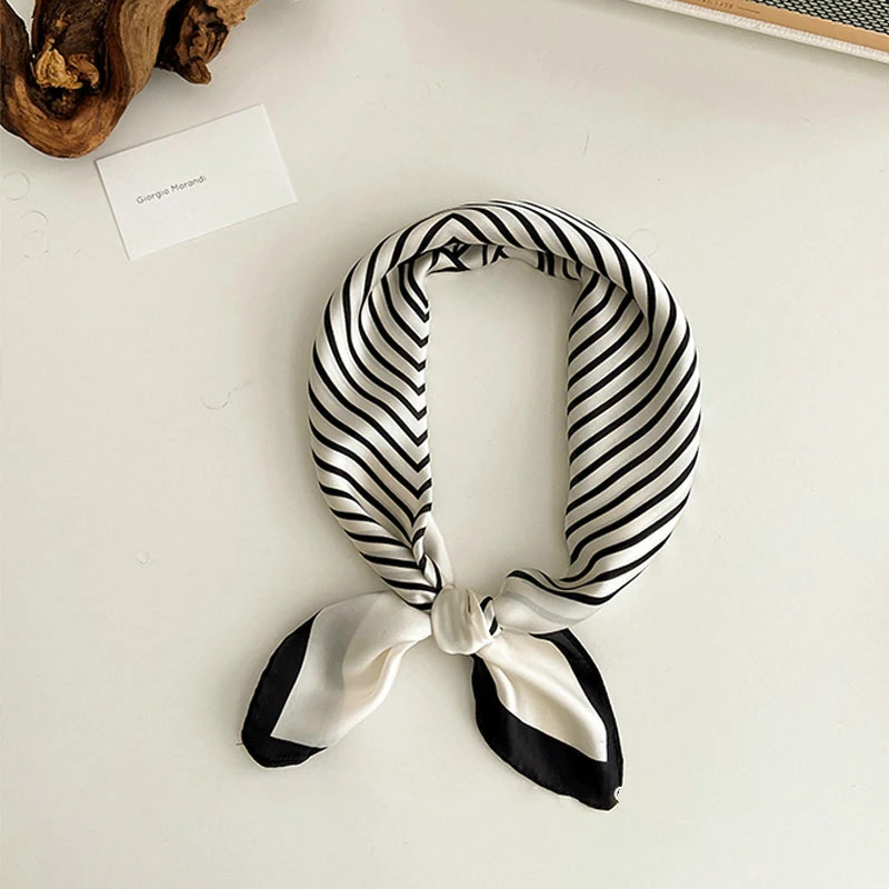 Fashion Little Silk Scarf Lady Hair Band Stripe Long Ribbon Female Bind Hair Headscarves Spring Women Occupation Dress Headdress