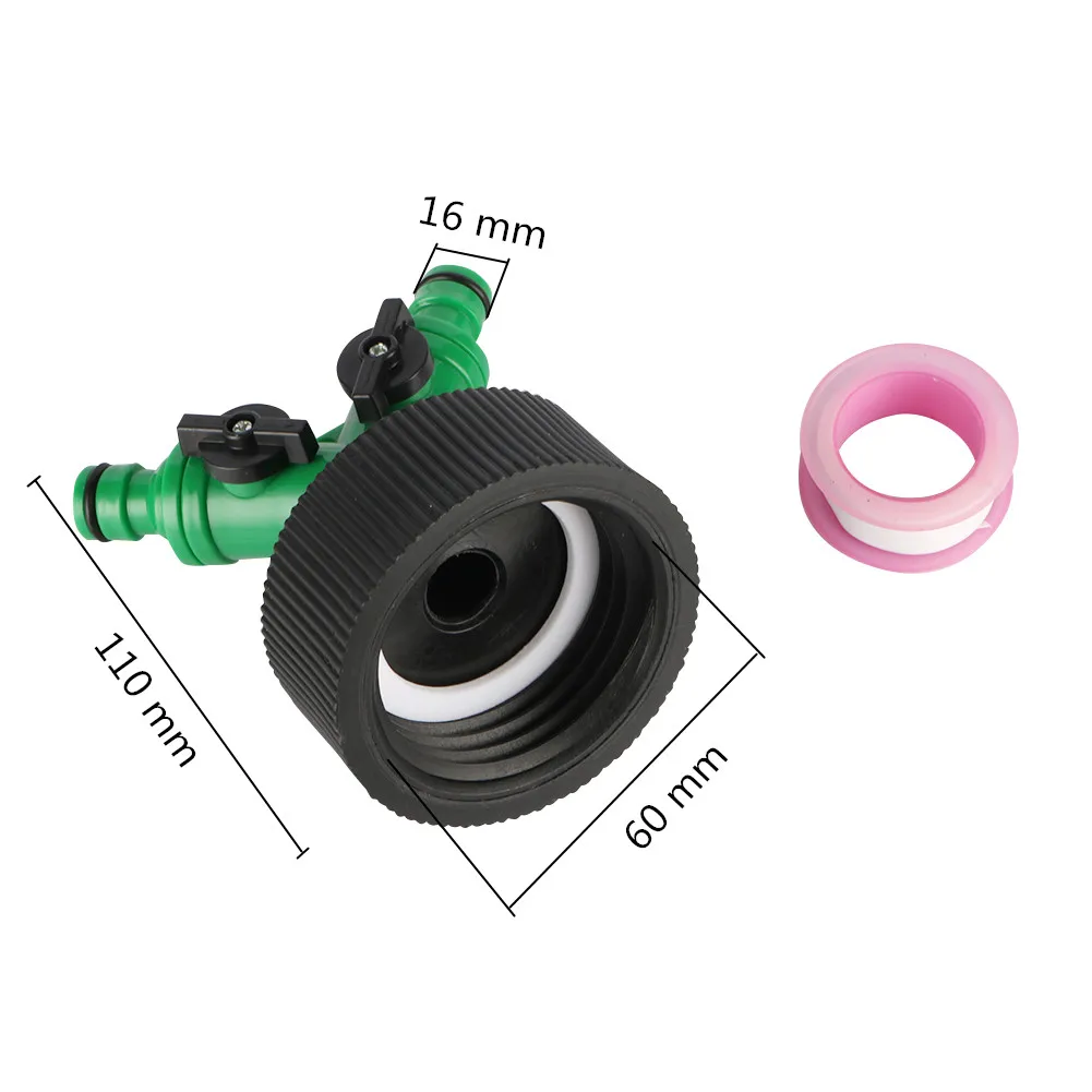 60mm Thread To 16mm Quick  Y Shaped Quick Valved Connector IBC Tank Adapter Tap Connector Replacement Valve Fitting