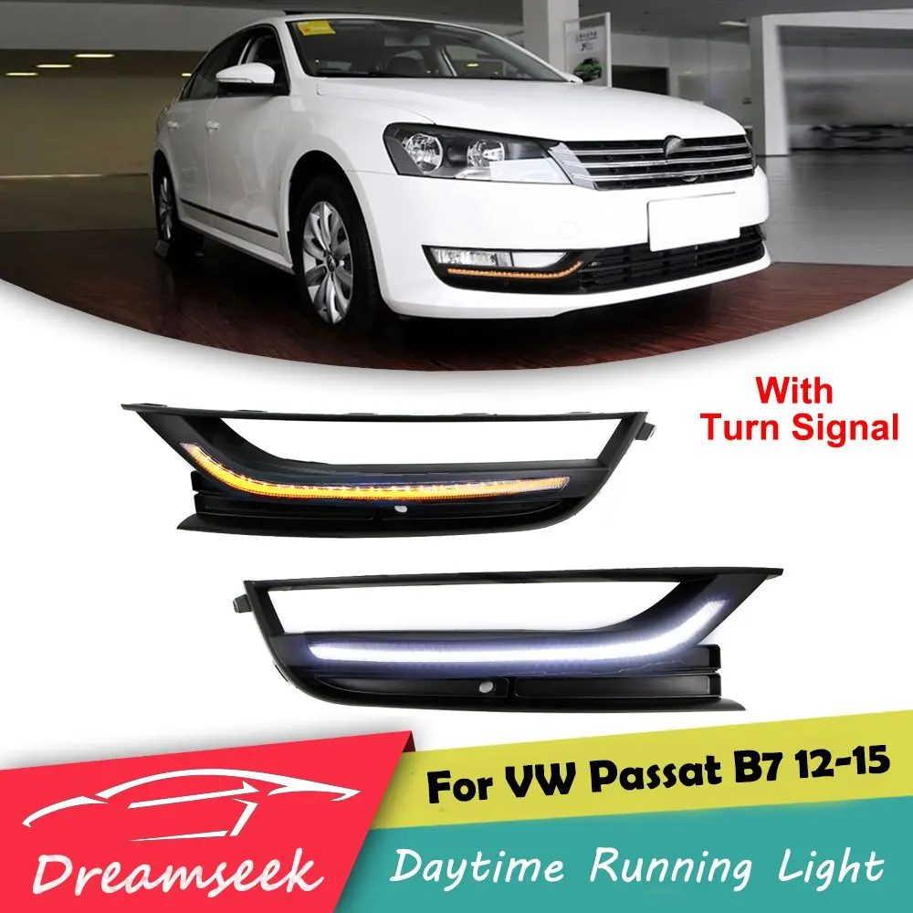 

LED DRL for VW Passat B7 2012 2013 2014 2015 Daytime Running Light With Turn Signal Lamp NORTH AMERICA MODEL