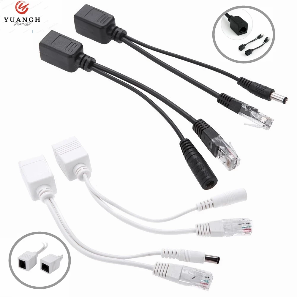 Cable divisor de inyector pasivo POE, 5V, 12V, 24V, 48V, adaptador POE CCTV, conector RJ45, Cable Ethernet de alimentación