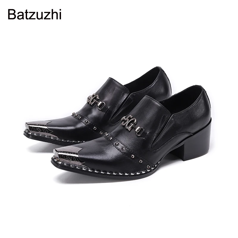 

Batzuzhi Korean Style Gentleman Men Shoes 7cm High Heels Party Shoes Men Pointed Toe Genuine Leather Oxford Shoes,Big Size 38-46