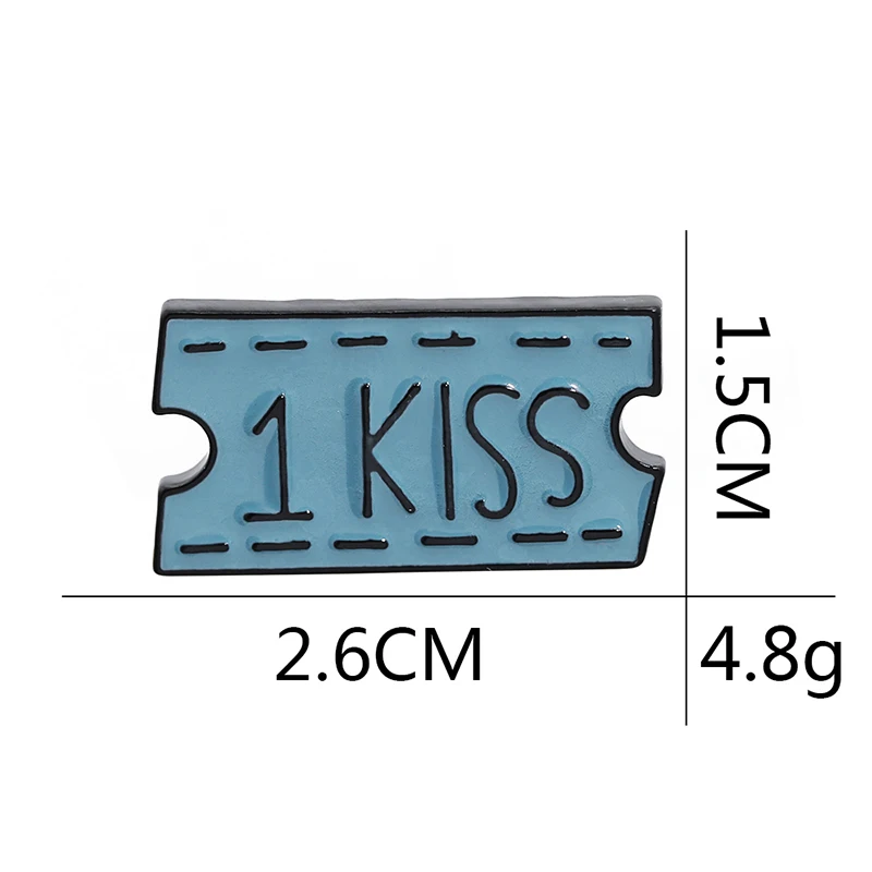 Cytheria simple blue 1 kiss pins brooches for women men lovers zinc alloy brooches jeans accessories