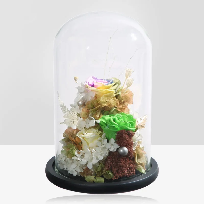 2sets/pack 12*20cm Different Base Glass Dome Vase Home Decoration Transparent Cover Wedding Favor Gift