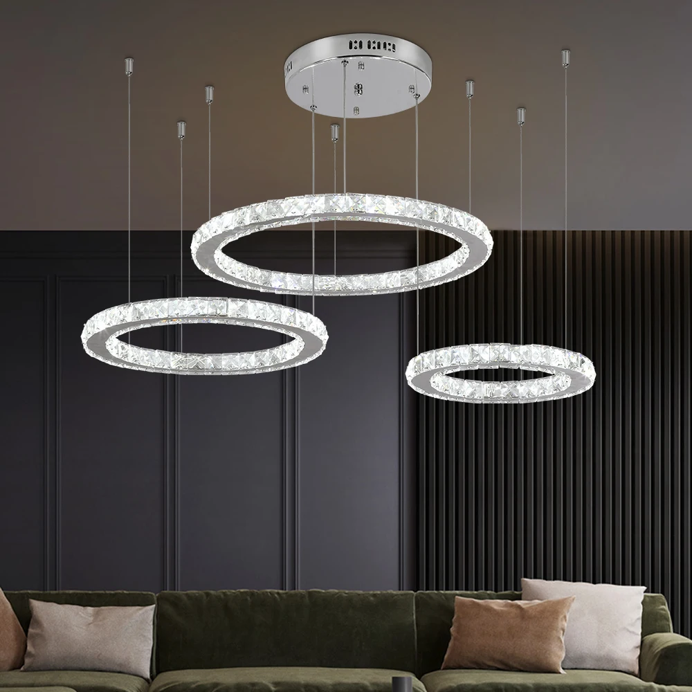 Imagem -03 - Cromo Moderno Led k9 Lustres de Cristal Moderna Pingente Luminárias Teto Luz para Sala Estar Lâmpada Suspensão