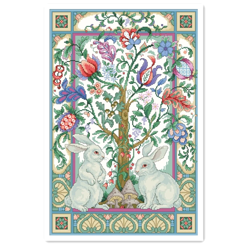 The magic forest cross stitch kit animal bunny 18ct 14ct 11ct ricamo in tessuto bianco ricamo fatto a mano fai da te