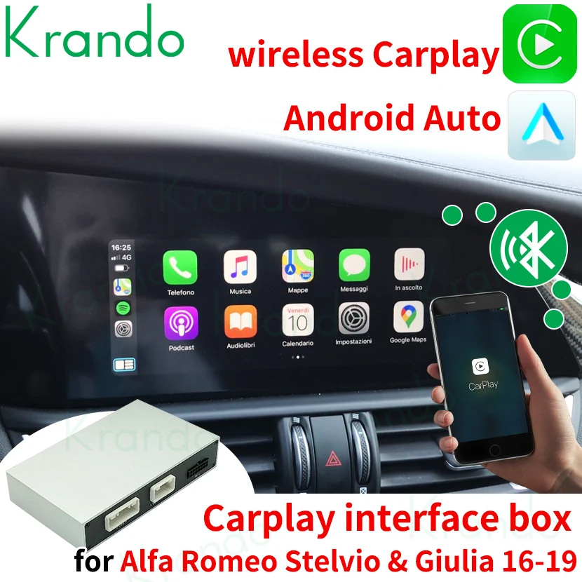 Krando Upgrade Wireless Carplay Interface Box For Alfa Romeo Giulia 952 Alfa Romeo Stelvio 2015-2019 Android Auto