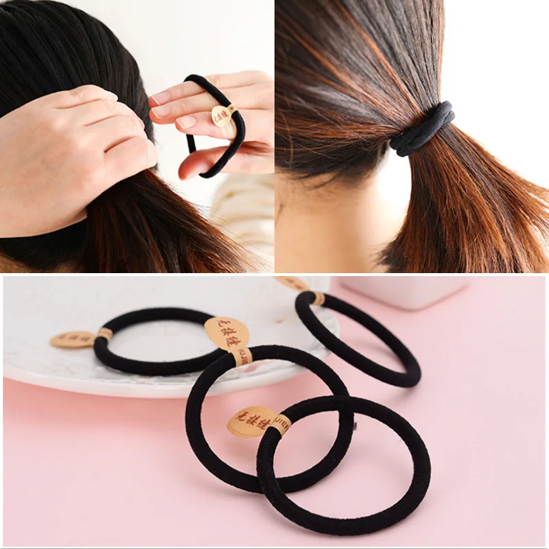 20 PCS Ponytail Holder For Girls Hair O Rings Style Simplicity Black Elastic Hairbands Bobbles Women Accessories