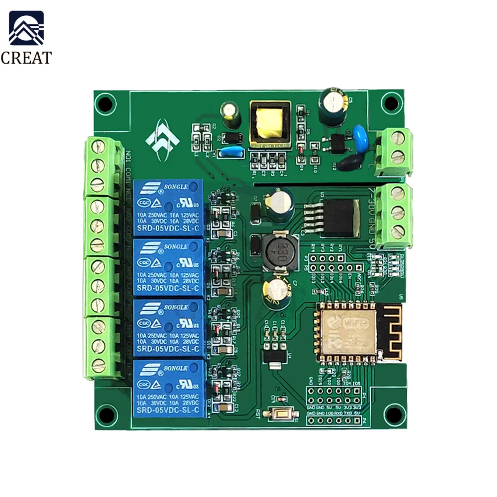 Módulo de relé WIFI Dual ESP8266, placa controladora de interruptor de 2/4/110 V, PLACA DE DESARROLLO DE ESP-12F CA/CC para casa inteligente