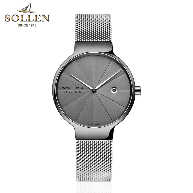 New Switzerland Luxury Brand SOLLEN Japan Import VJ24 Quartz Woman\'s Watches Sapphire 7 mm Ultra-thin Waterproof Clocks SL9015XL