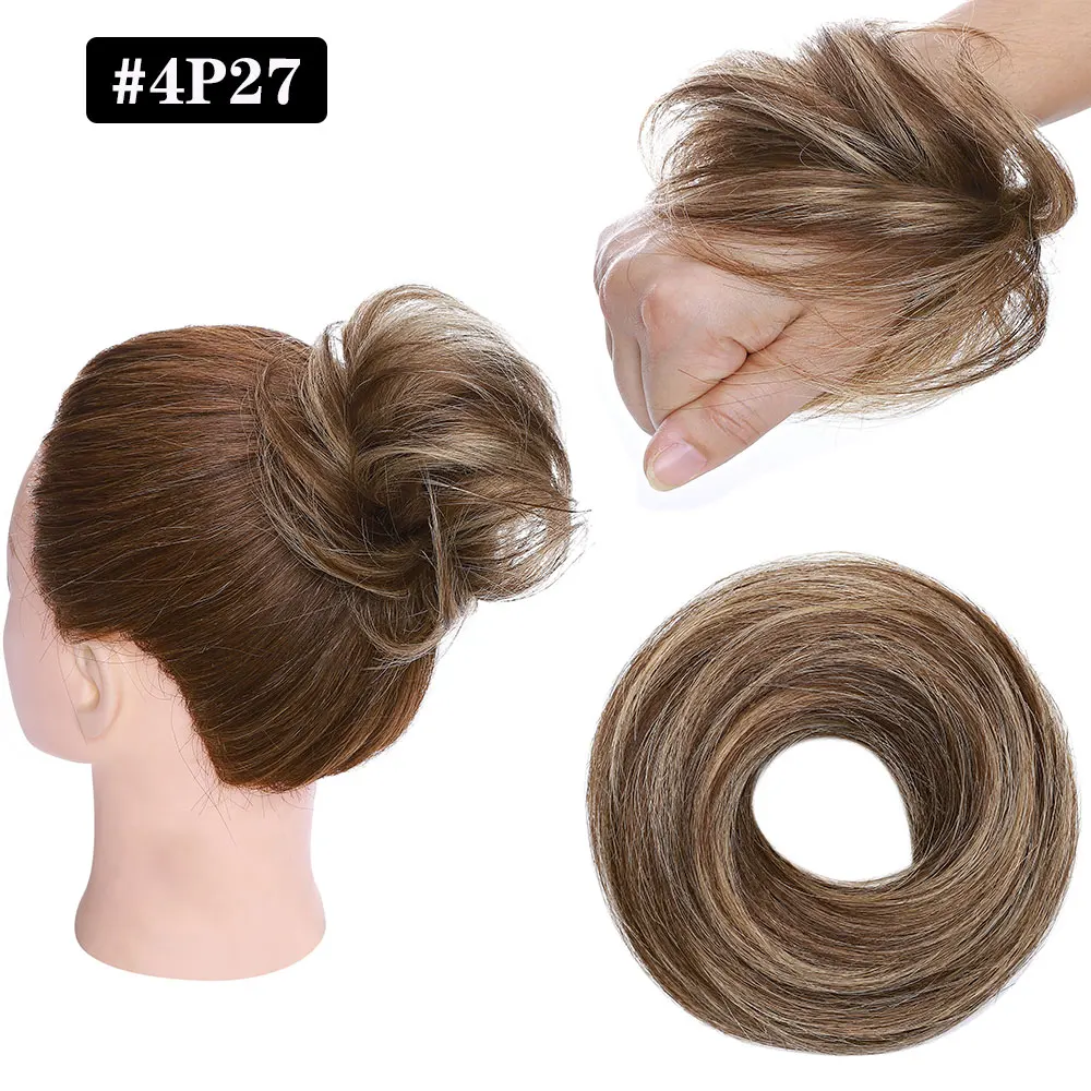 SEGO 100% Menschliches Haar Brötchen Elegante Chignon Scrunchies Haarpferdeschwanz Gerade Donut Updo Haar Stück Für Frauen 17g – Detail 10