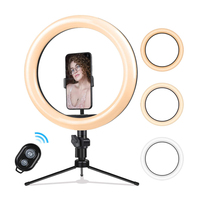 6 Inch Ring Light with Stand LED Camera Selfie Light Ring for iPhone Tripod and Phone Holder for Video Photography