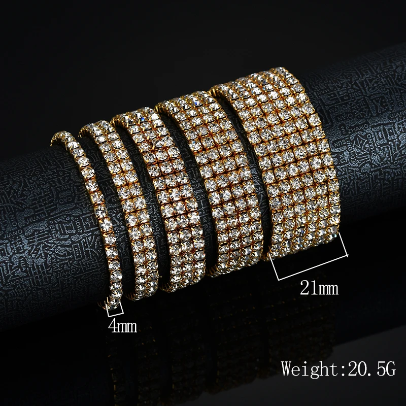 UZone Exquisite Zircon Elastic Bracelet 1-10 Row Clear Stone Charm Bangles For Women Girls Bridesmaid Wedding Party Gift