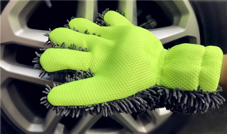 Lucullan 2 IN 1 Microfiber Chenille Car Wash Glove Auto Detailing Tools Premium Car Wash Cleaner Mitt