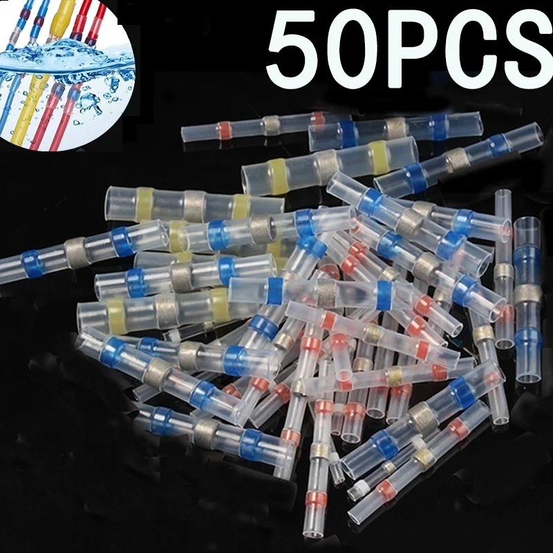 10/50PCS Thermal Shrinkage Electrical Car Wires Connector Solder Extrusion Terminals Block Cable Termination Wireway Clamping