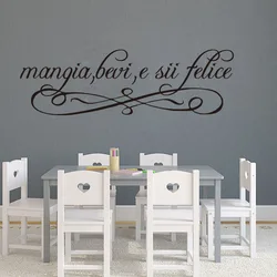Large Italian Eat Drink Be Happy Wall Sticker Kitchen Dining Room Italy Family Love Quote Wall Decal Restaurant Vinyl Home Decor