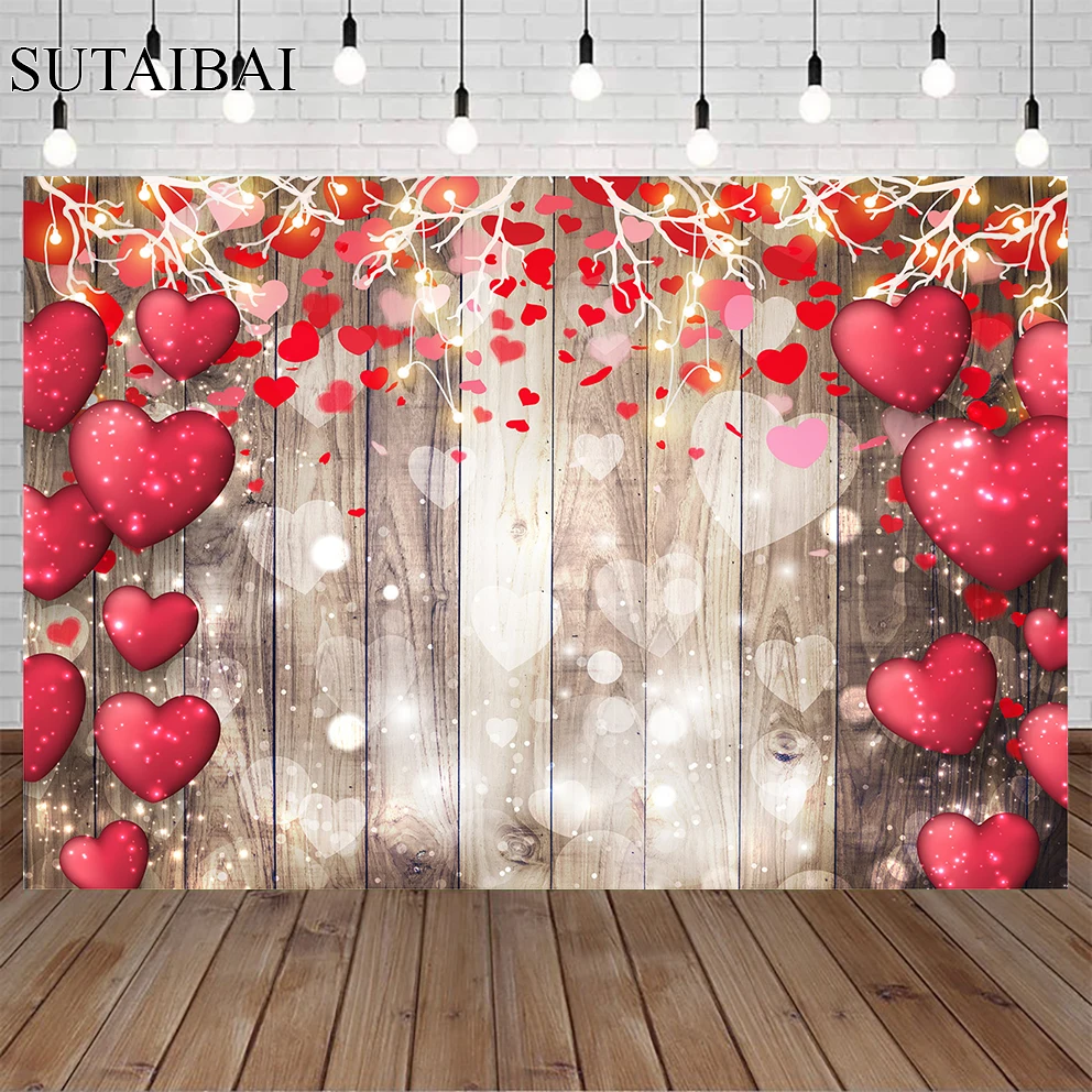 

Red Rose Flowers Valentine's Day Stand Backdrop Love Heart Brick Wall Photo Background Candle Light Decor Newborn Photography