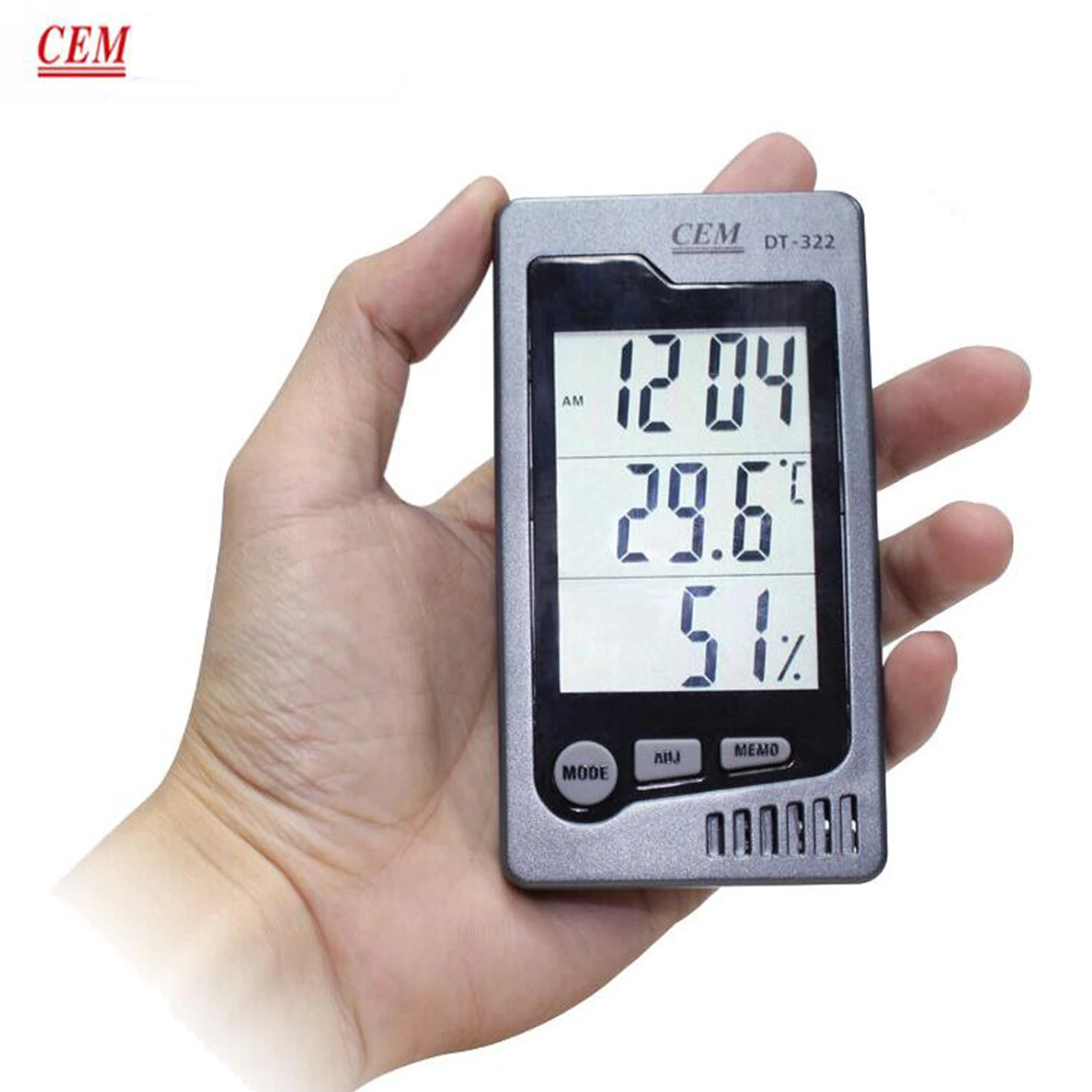 CEM DT-322 Electronic Hygrometer Bedroom Household Tester Indoor Alarm Clock Multifunctional Detector Desktop Thermometer.