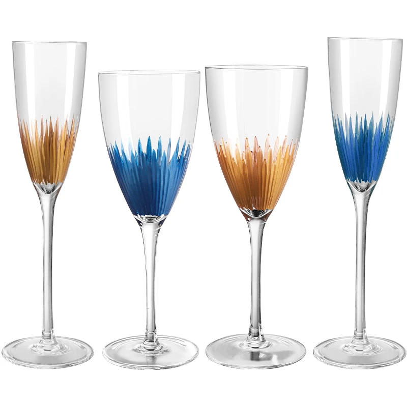 Axiangru-Esculpido Vidro Flauta Champagne Cup