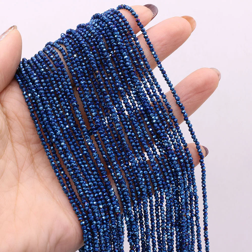 Natural Semi-Precious Stone Crystal Quartz Loose Beads Plating Color 2mm for Jewelry Making DIY Bracelet Necklace Lenght 38cm