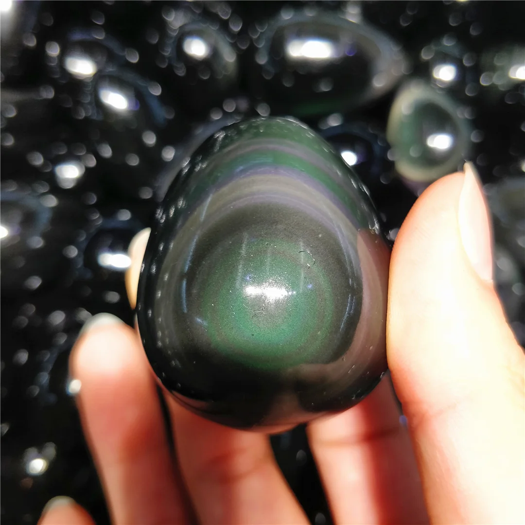 

Real Crystals Natural Rainbow Eye Obsidian Polishing Eggs Yoga Decorations Ornament Chromotherapy Sphere Protection Energy Witch