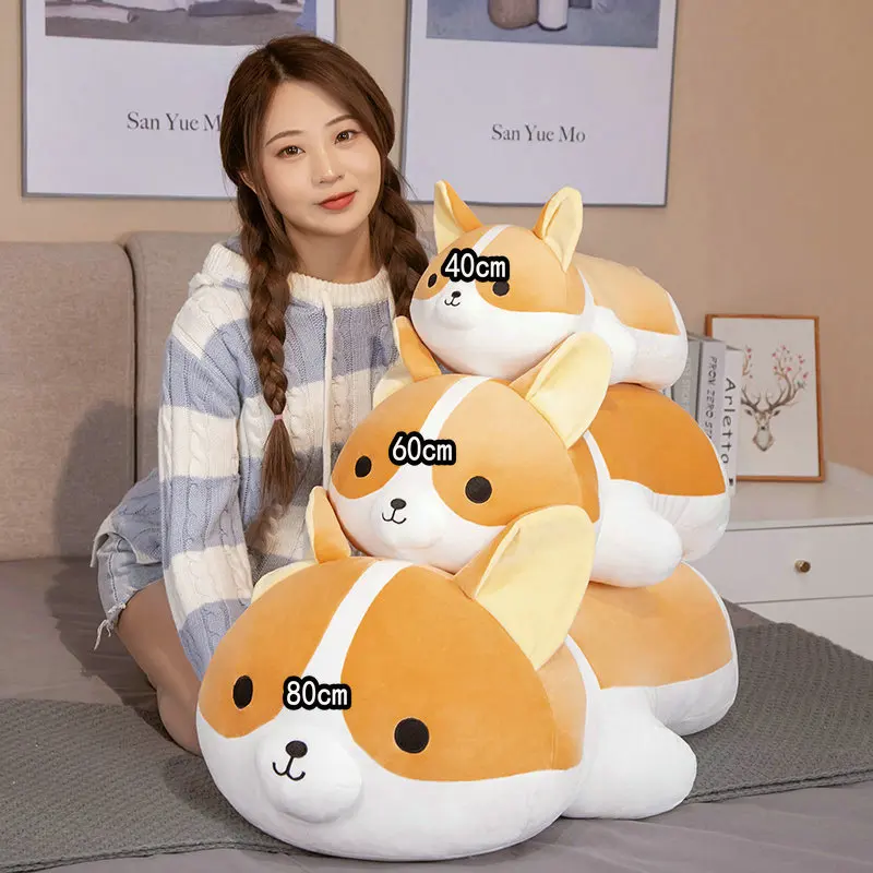 40-80 cm formato gigante carino corgi cane giocattoli di peluche mano caldo farcito animale cucciolo cuscino morbido bella bambola regalo