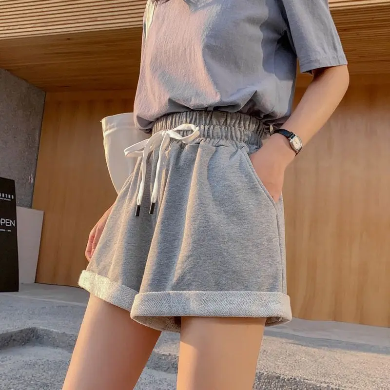 Shorts Women 2021 New Hot Summer Casual High Waist Fashion Streetwear Drawstring Harajuku Loose Stretchy All-match Simple Chic