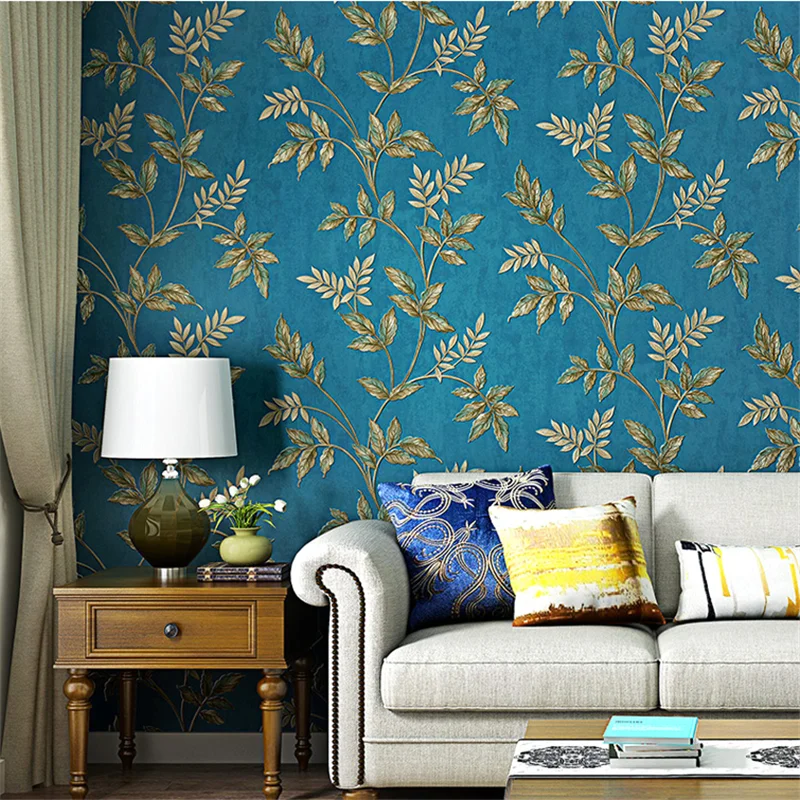 wellyu Non-self-adhesive, no glue, no adhesive brush, home improvement non-woven fabric, American retro pastoral wallpaper