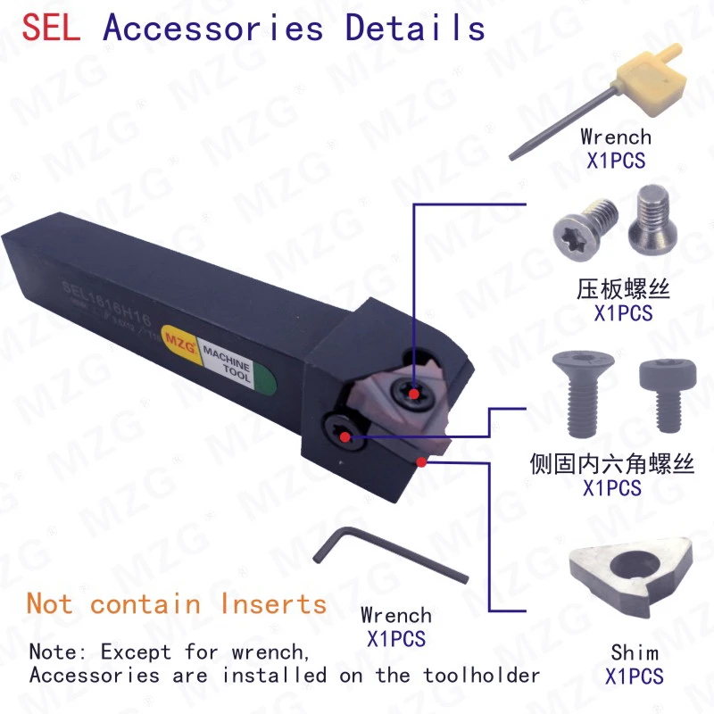 MOSASK SEL Metal Turning Cutter Threaded Shank SEL 12MM 16MM 20MM  25MM 32MM Thread Inserts CNC Lathe Threading Tools Holders