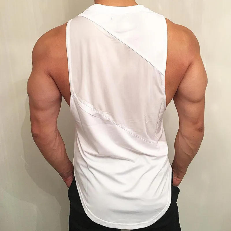 Muscle Fitness Men's Tight Sports Undershirt Running Training Top Sleeveless Elastic Stitching Workout Breathable Quick Dry Vest