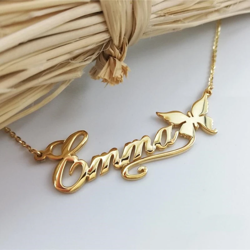 Collares con nombre de mariposa personalizados para mujeres y niñas, joyería favorita, placa de identificación de cinta personalizada, Gargantilla, collar, mejores amigos, regalos