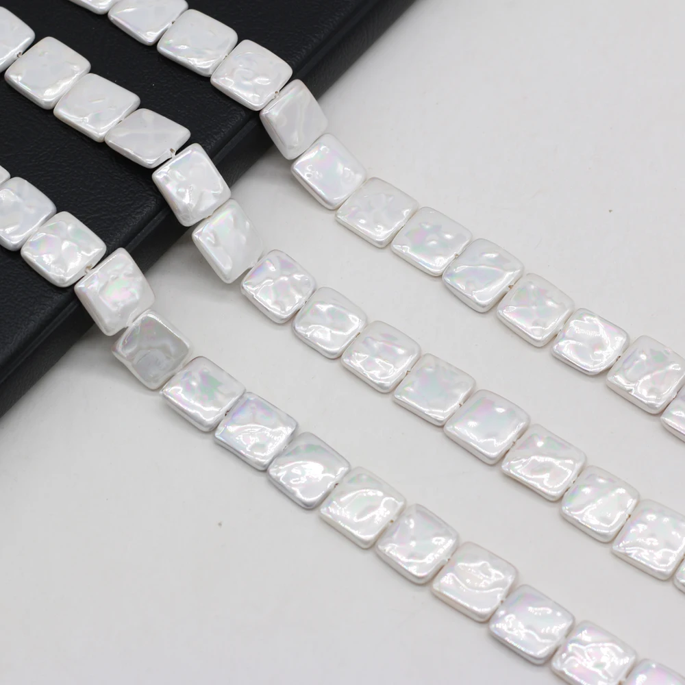 High Quality White  Square Shaped Shell Bead Jewelry Making DIY Necklaces Earrings Bracelets Accessories Gifts 12mm