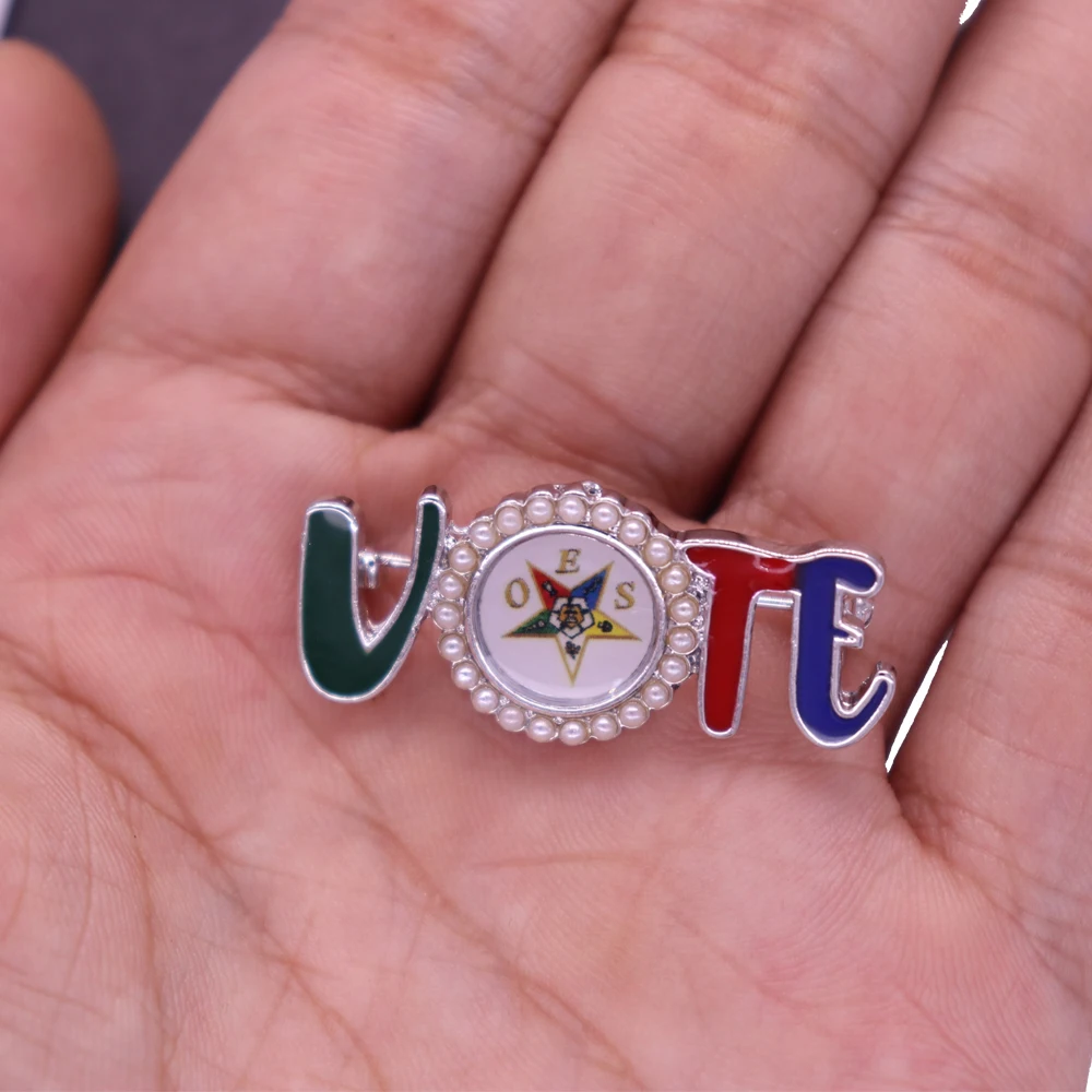 ملصقات حسب الطلب سبيكة معدنية موضة المينا لون اللؤلؤ التصويت آس بروش ترتيب عيد الفصح ستار دبوس مجوهرات #5