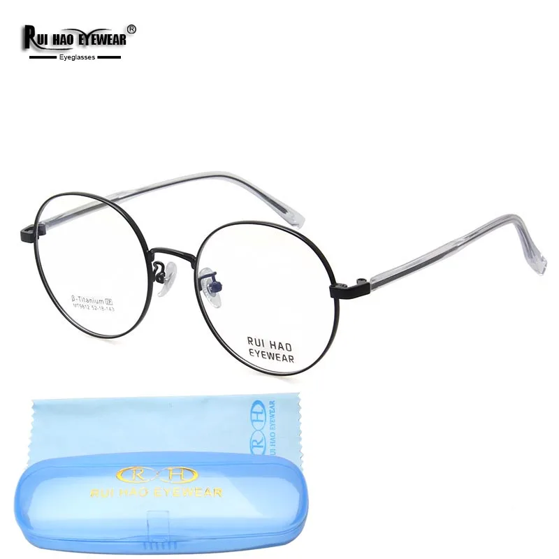 

Retro Eyeglasses Frame Round Titanium Alloy Optical Glasses Frame Rui Hao Eyewear Concise Business Spectacles Prescription 9812