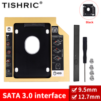 TISHRIC Aluminum Optibay 2nd HDD Caddy 9.5 12.7mm SATA 3.0 Hard Disk Drive Box Enclosure 2.5 SSD 2TB For Laptop CD-ROM