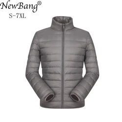 Newbang jaqueta masculina ultraleve de penas, casaco leve de gancho para homens, 8xg, 9xl e 10xg