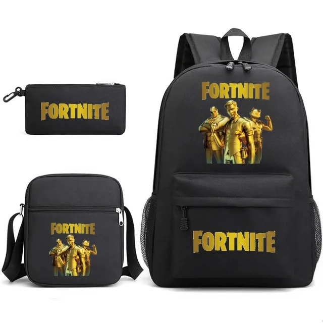 Fortnite-mochila escolar impermeable para niños, bolsa fresca para estudiantes, fortaleza nocturna, Juego de 3 unidades