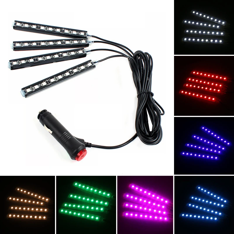 

Led Bar Car Interior Backlight Ambient Mood Foot Light With Cigarette Lighter Decorative Atmosphere Lamp Auto Accessories 12v