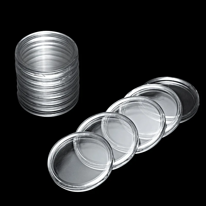 100 Pieces 24mm Clear Plastic Protector Capsules Containers case For Token Board Game Coin Collection Holder Boxes