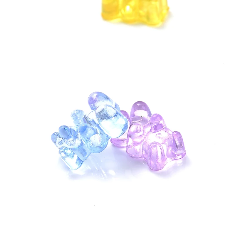 20Pcs 8x12mm Transparent Loose Space Beads Cute Small Bear-Shape Cross Hole Acrylic Beads for Making Jewelry DIY Accessories