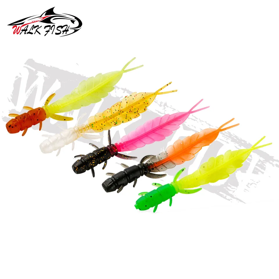 WALK FISH 부드러운 송어 루어 실리콘 미끼, 워블러 스윔베이트 페스카 인공 벌레 미끼, 75mm 1.3g, 5 개