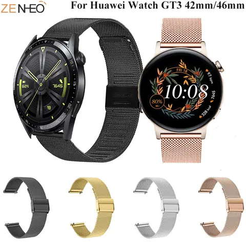 Bracelet de montre en acier inoxydable pour Huawei Watch 3 GT2 GT3 Pro, 42mm, 46mm