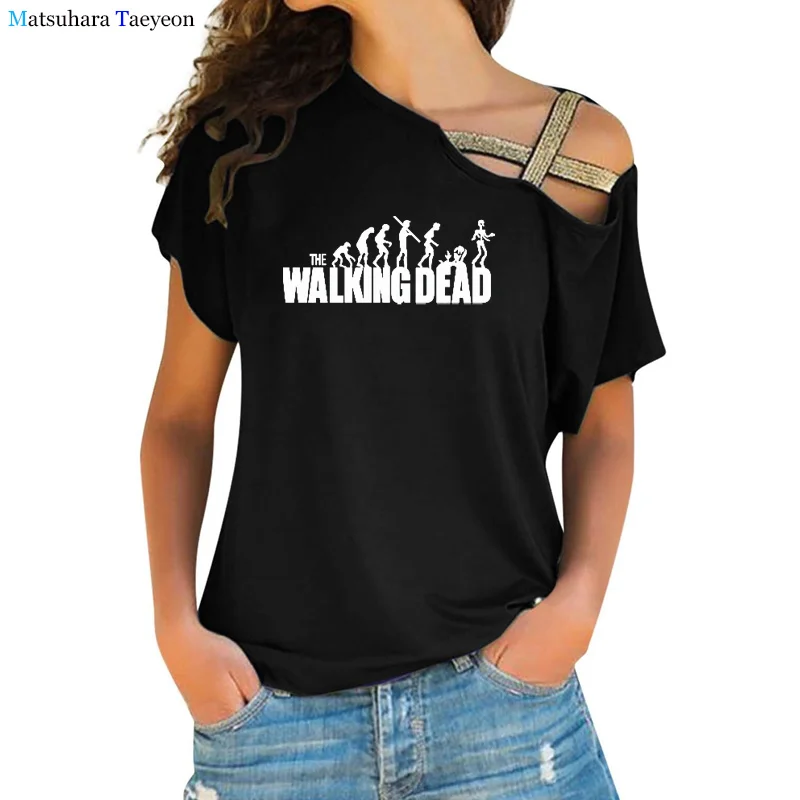 The walking dead T-shirt Women Graphic Oversized Casual Tops Women 2021 Cool Streetwear Cotton Vintage Hip Hop Woman T-shirts