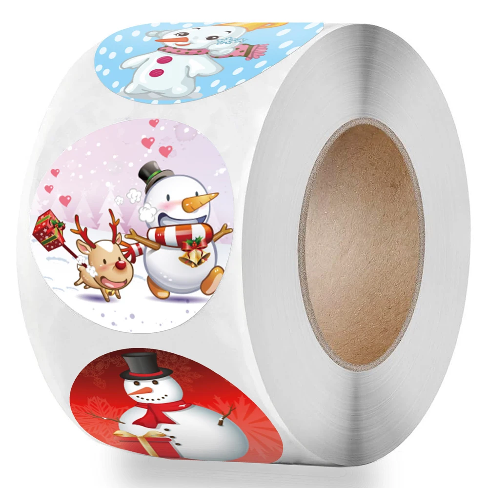 500PCS CHRISTMAS Stickers Snowman Stickers Printable Label Stickers 8 Patterns Cartoon Reward Stickers Children Toys Gifts