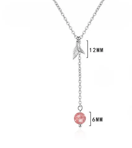 Hot Crystal Pink Fish Tail Pendant Necklace For Women Jewelry Top Quality 925 Silver Necklace Female Princess Accessories Choker