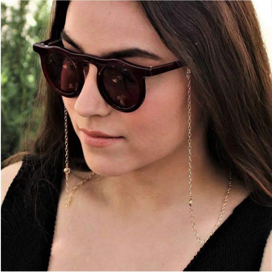 Eyeglass Chain white Purple Crystal Leaf Round shape metal chain Mask Hanging Rope Silicone Loops Women Sunglasses chain